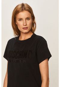 Moschino Underwear - T-shirt. Okazja: na co dzień. Kolor: czarny. Materiał: bawełna, dzianina, elastan. Wzór: nadruk. Styl: casual #5