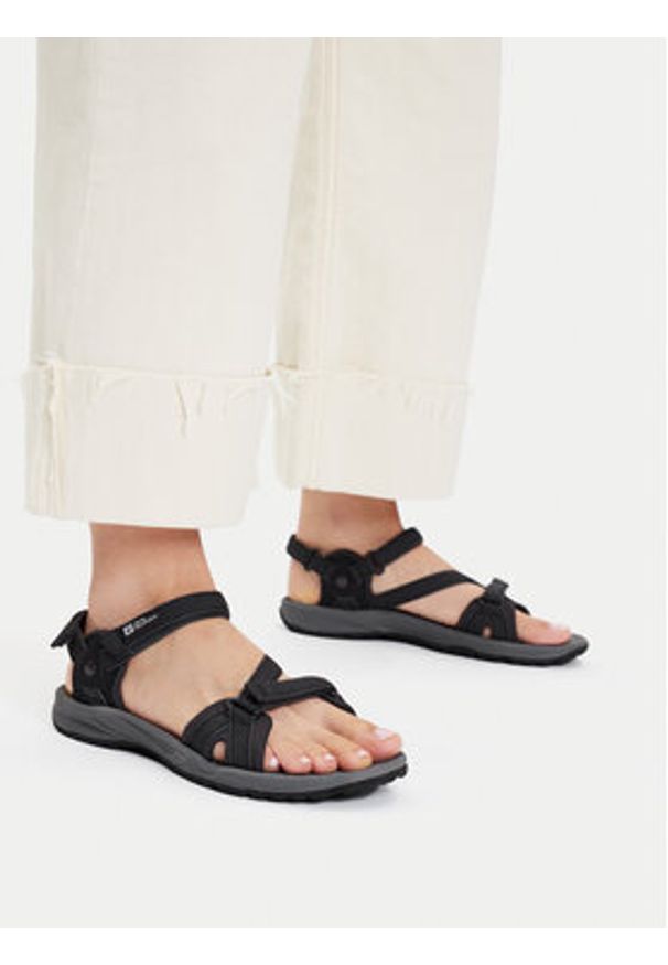 Jack Wolfskin Sandały Lakewood RiderSandal 4019041 Czarny. Kolor: czarny. Materiał: materiał