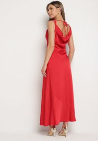 Born2be - Czerwona Sukienka Vices z Ozdobnym Tyłem i Wiązaniem Zimea. Okazja: na wesele, na randkę, na ślub cywilny, na imprezę. Kolor: czerwony. Styl: klasyczny #4