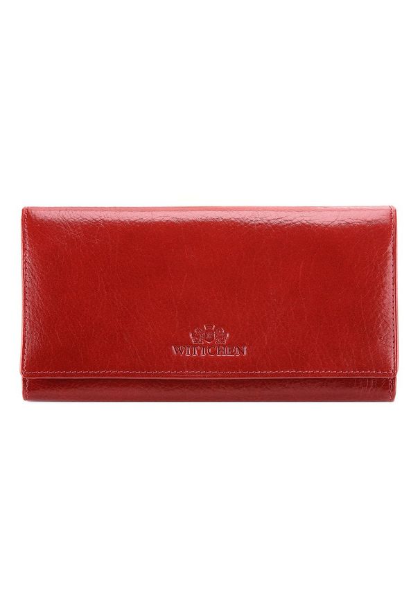 Wittchen - Damski portfel skórzany duży poziomy. Kolor: czerwony. Materiał: skóra