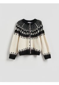 Reserved - Wzorzysty kardigan - wielobarwny. Materiał: wełna, dzianina #1