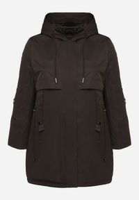 Born2be - Czarna Kurtka Typu Parka z Kapturem i Podpinanymi Rękawami Falunea. Okazja: na co dzień, na spacer. Typ kołnierza: kaptur. Kolekcja: plus size. Kolor: czarny. Materiał: jeans. Styl: klasyczny, sportowy, casual, elegancki #7