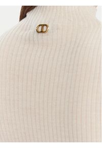TwinSet - TWINSET Sweter 252TT3111 Écru Slim Fit. Materiał: wełna #4