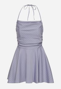 Born2be - Niebieska Sukienka Vices w Paski z Kwadratowym Dekoltem Fenarose. Okazja: na co dzień. Typ kołnierza: dekolt kwadratowy. Kolor: niebieski. Wzór: paski. Typ sukienki: sportowe. Styl: casual, elegancki, sportowy #2