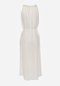 Renee - Jasnobeżowa Sukienka Bez Rękawów z Wiskozy z Ozdobnym Dekoltem i Wiązaniem w Talii Azeira. Okazja: na co dzień. Kolekcja: plus size. Kolor: beżowy. Materiał: wiskoza. Długość rękawa: bez rękawów. Typ sukienki: dla puszystych. Styl: casual #7