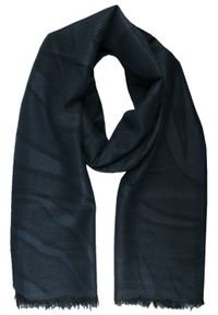 Lekki Szalik Wiosenno-Jesienny - Teer - Nieregularny Granatowy Wzór. Okazja: na spacer. Kolor: niebieski. Materiał: poliester, wiskoza. Sezon: wiosna, jesień. Styl: elegancki #1