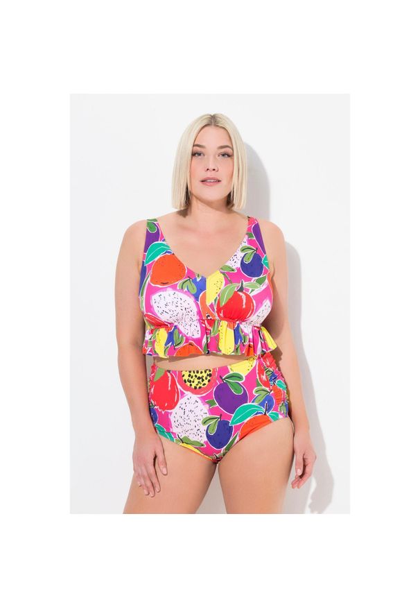 ULLA POPKEN - Damskie Bikini owoce miękkie miseczki regulowane ramiączka z recyklingu. Kolekcja: plus size. Kolor: różowy. Materiał: poliester, elastan, poliamid, materiał