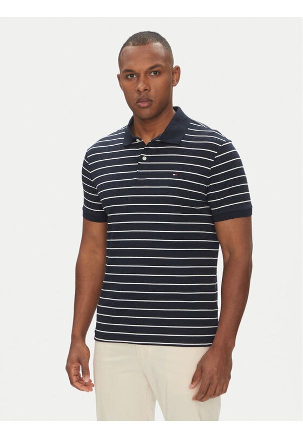 TOMMY HILFIGER - Tommy Hilfiger Polo MW0MW39994 Granatowy Regular Fit. Typ kołnierza: polo. Kolor: niebieski. Materiał: bawełna