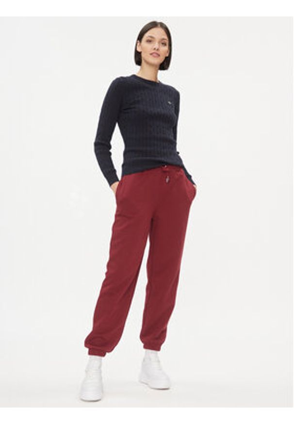 GANT - Gant Sweter 4800100 Granatowy Slim Fit. Kolor: niebieski. Materiał: bawełna