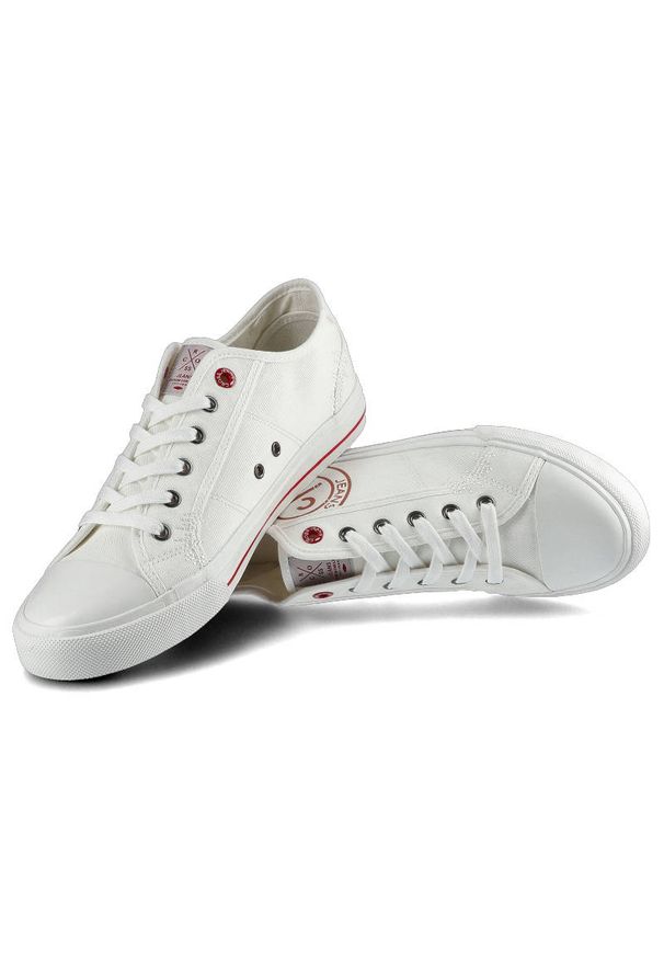 Białe Trampki Cross Jeans Męskie Sznurowane Buty. Okazja: na co dzień. Kolor: biały. Materiał: materiał, guma. Szerokość cholewki: normalna. Styl: casual
