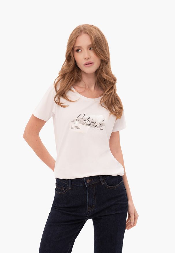 Volcano - Koszulka z nadrukiem T-NOTE. Okazja: na co dzień. Materiał: materiał, bawełna, jeans. Długość rękawa: krótki rękaw. Długość: krótkie. Wzór: nadruk. Styl: klasyczny, casual, elegancki