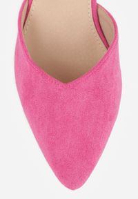 Renee - Fuksjowe Czółenka Vices na Słupku ze Skórzaną Wkładką i Ozdobą przy Pasku Lilria. Okazja: na co dzień, na ślub cywilny, na wesele. Zapięcie: pasek. Kolor: różowy. Materiał: skóra. Wzór: aplikacja. Obcas: na słupku. Styl: casual, elegancki #4