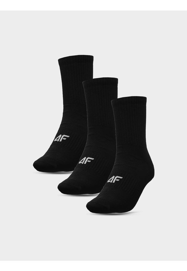 4f - 4F Skarpetki długie (3-pack) męskie - czarne 43-46. Kolor: czarny. Wzór: prążki
