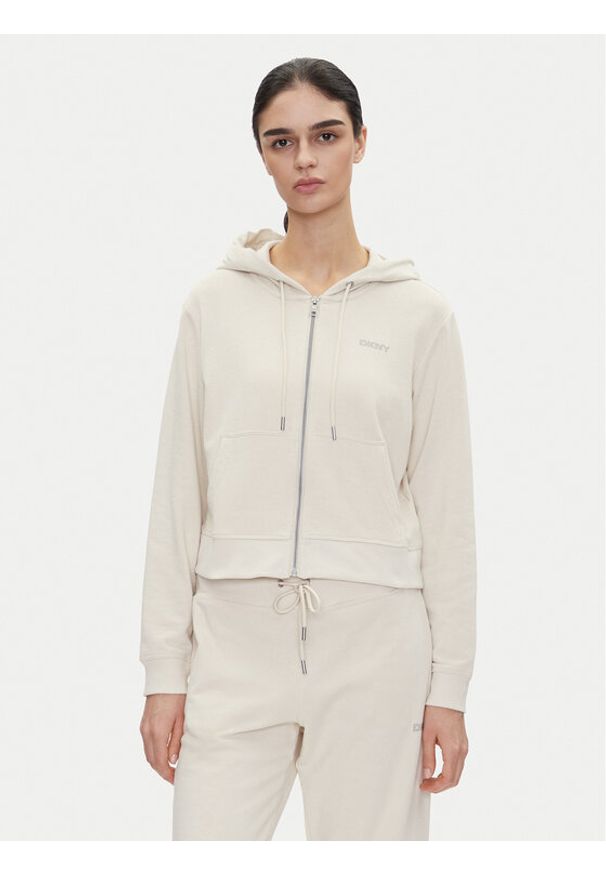 DKNY Sport Bluza DP5J9588 Beżowy Regular Fit. Kolor: beżowy. Materiał: syntetyk, bawełna. Styl: sportowy