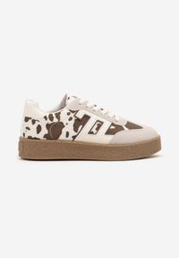 Born2be - Czarno-Białe Sneakersy z Geometrycznym Wzorem Adelnaria. Okazja: na co dzień. Kolor: czarny. Materiał: jeans. Wzór: geometria