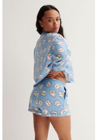 Undiz Bluza piżamowa damska. Kolor: niebieski. Długość: długie. Wzór: nadruk
