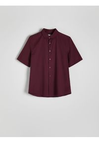 Reserved - Gładka koszula regular fit - fioletowy. Kolor: fioletowy. Materiał: bawełna, tkanina. Wzór: gładki #1