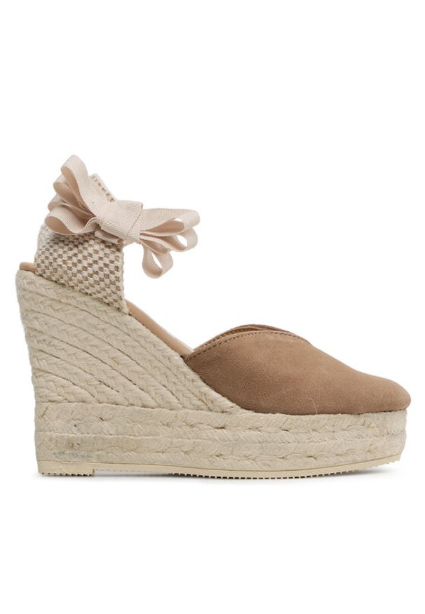 Manebi Espadryle Heart-Shaped Wedge Espadrilles W 1.9 WH Brązowy. Kolor: brązowy. Materiał: skóra, zamsz