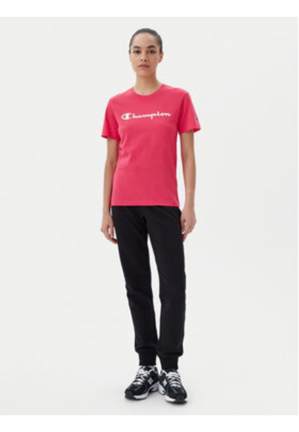 Champion T-Shirt 118090 Koralowy Slim Fit. Kolor: pomarańczowy. Materiał: bawełna