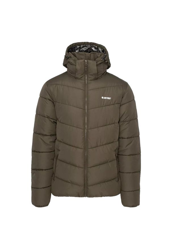 Hi-tec - Męska Ocieplana Kurtka Varmi. Kolor: zielony. Materiał: puch. Sport: turystyka piesza