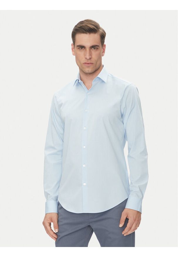 Calvin Klein Koszula Essential LV019EU000 Błękitny Slim Fit. Kolor: niebieski. Materiał: bawełna
