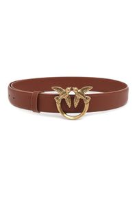 Pinko - PINKO Brązowy pasek damski Love Berry H3 Belt, Rozmiar XS. Kolor: brązowy