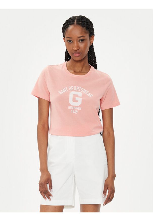GANT - Gant T-Shirt Logo 4200849 Pomarańczowy Regular Fit. Kolor: pomarańczowy. Materiał: bawełna