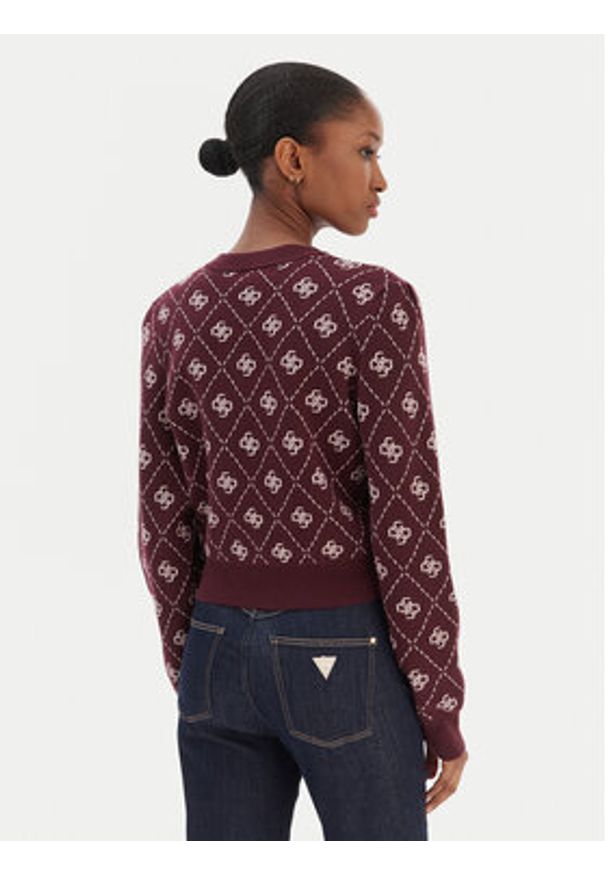 Guess Kardigan W4BR0D Z3JD2 Bordowy Regular Fit. Kolor: czerwony. Materiał: syntetyk