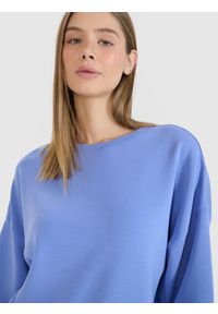 4f - 4F Bluza dresowa nierozpinana z modalem damska - niebieska XL. Okazja: na co dzień. Typ kołnierza: bez kaptura. Kolor: niebieski. Materiał: dresówka. Wzór: gładki, ze splotem. Styl: klasyczny, sportowy, casual. Sport: fitness #2