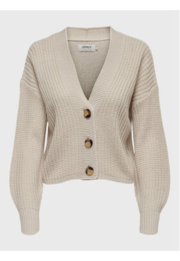 only - ONLY Kardigan Carol 15211521 Beżowy Relaxed Fit. Kolor: beżowy. Materiał: syntetyk