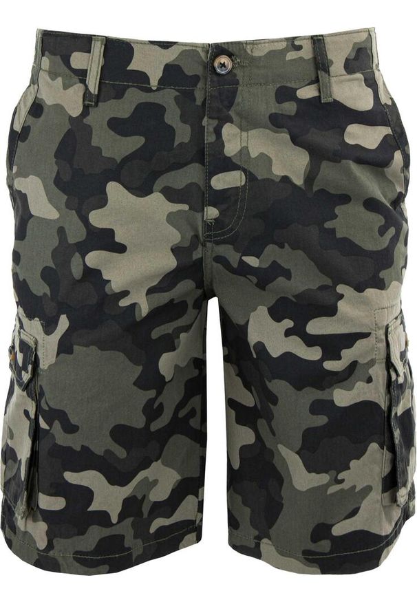 CAMOUFLAGE - Męskie Szorty Kamuflażowe - Trwały i Funkcjonalny Projekt. Kolor: brązowy, zielony, wielokolorowy. Materiał: bawełna. Sport: turystyka piesza