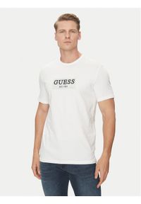 Guess T-Shirt M5GI19 J1314 Biały Slim Fit. Kolor: biały. Materiał: bawełna