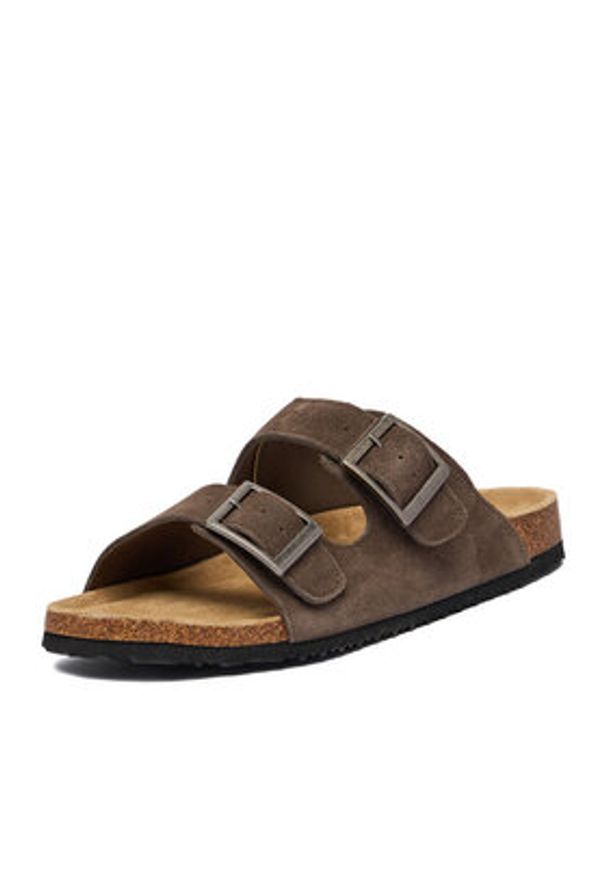 Go Soft Klapki EOHP-ALMELO-01 Brązowy. Kolor: brązowy. Materiał: skóra, zamsz