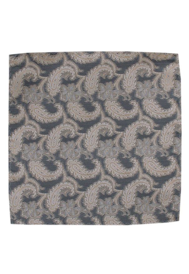 Elegancka Poszetka Męska - Alties - Zgaszony Beż, Duże Paisley. Kolor: beżowy, brązowy, wielokolorowy. Materiał: poliester. Wzór: paisley