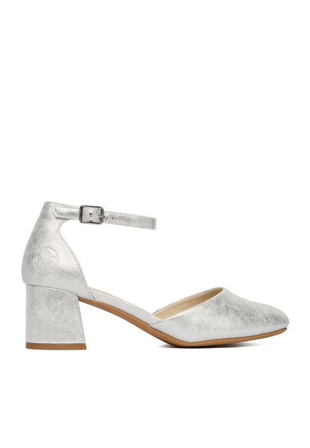 Rieker Czółenka 44762-90 Srebrny. Kolor: srebrny. Materiał: materiał