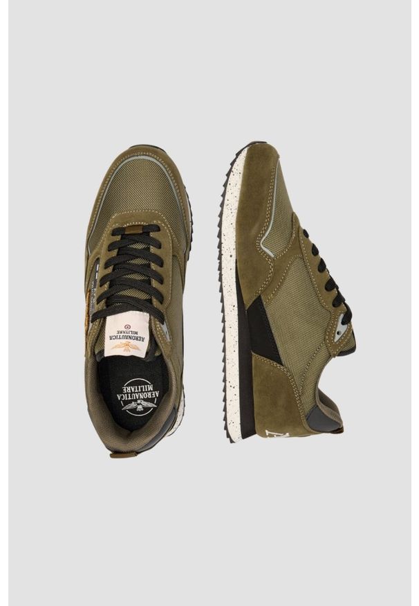 Aeronautica Militare - AERONAUTICA MILITARE Zielone sneakersy męskie, Rozmiar 45. Okazja: na co dzień. Kolor: zielony