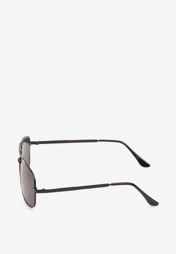 Born2be - Czarne Okulary Przeciwsłoneczne w Stylu Pilotek Graleine. Kolor: czarny. Materiał: jeans