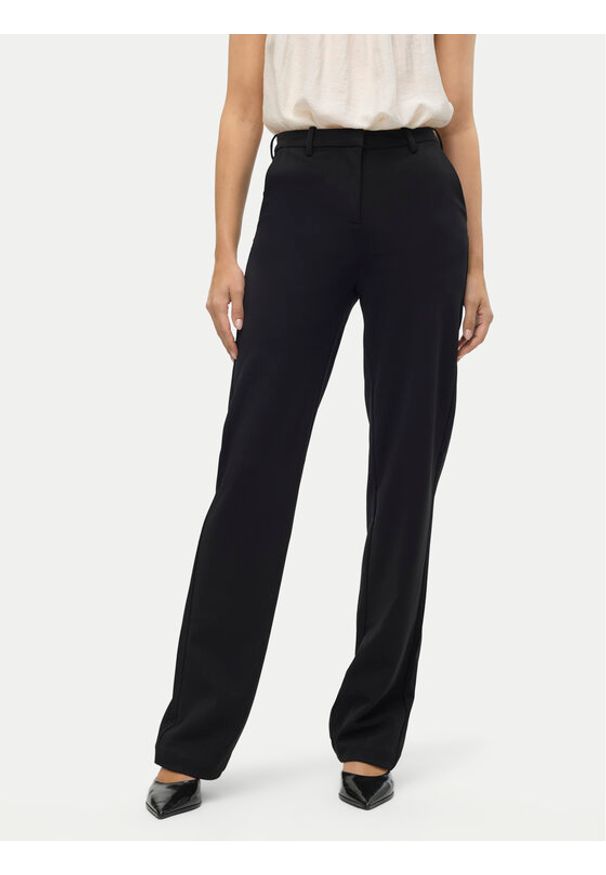 Vero Moda Spodnie materiałowe Maya 10267718 Czarny Straight Fit. Kolor: czarny. Materiał: wiskoza, syntetyk