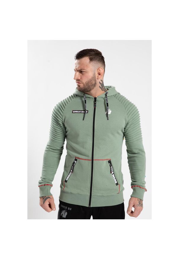 GORILLA WEAR - Georgia Bluza z kapturem zapinana na suwak - Zielony. Typ kołnierza: kaptur. Kolor: zielony. Sport: fitness