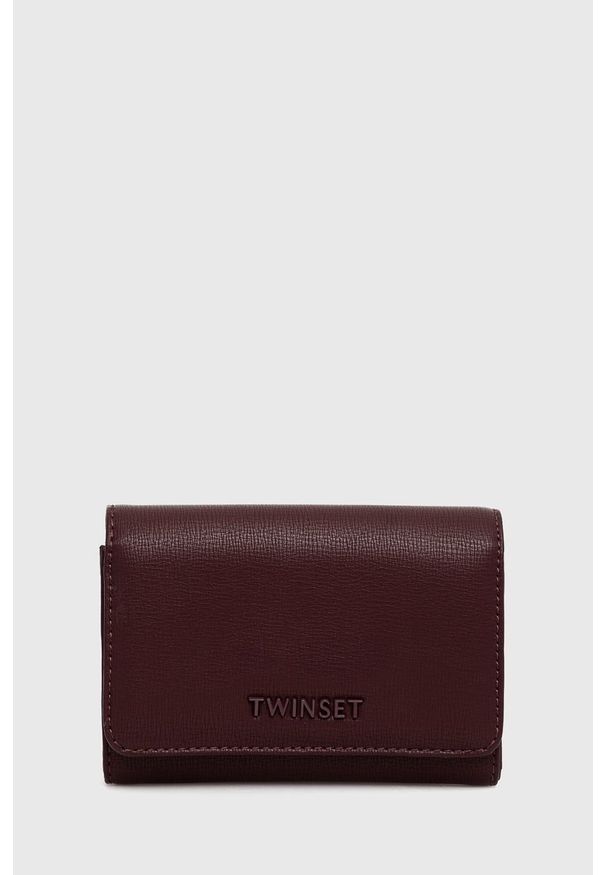 TwinSet - Twinset Portfel damski kolor bordowy. Kolor: czerwony. Materiał: materiał. Wzór: gładki