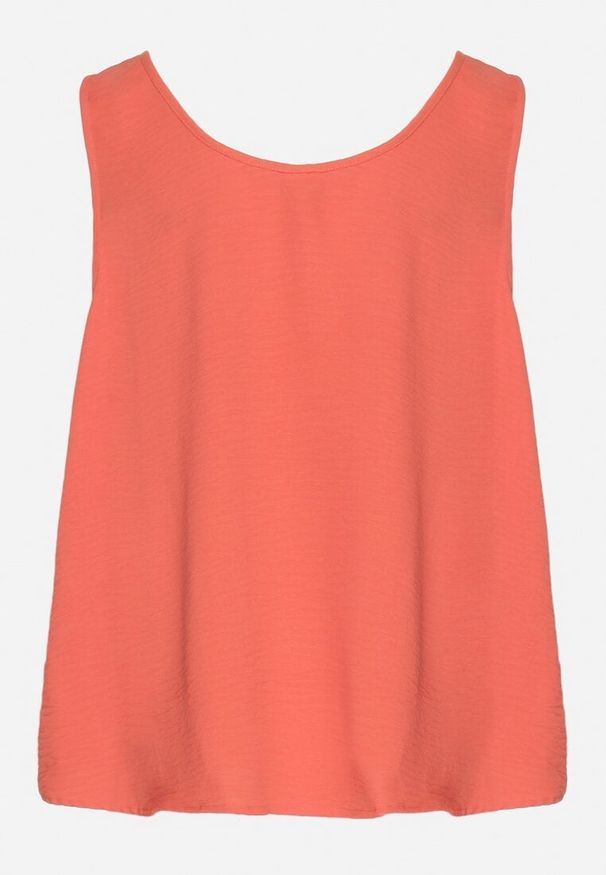 Born2be - Pomarańczowy Top na Szerokich Ramiączkach Zdobiony Guzikami Jenadorea. Okazja: na co dzień. Kolor: pomarańczowy. Materiał: jeans. Długość rękawa: na ramiączkach. Wzór: aplikacja. Sezon: lato. Styl: casual
