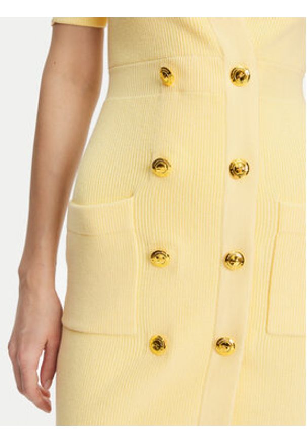 Elisabetta Franchi Sukienka dzianinowa AM-66S-51E2 Żółty Regular Fit. Kolor: żółty. Materiał: wiskoza
