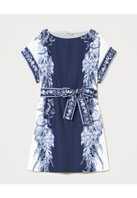 TwinSet - TWINSET - Mini sukienka w niebiesko-biały wzór. Kolor: biały. Materiał: bawełna. Sezon: lato, wiosna. Długość: mini #4
