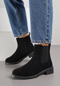 Born2be - Czarne Botki w Stylu Sztybletów z Elastyczną Wstawką Kanelle. Okazja: do pracy, na co dzień. Kolor: czarny. Styl: casual, elegancki