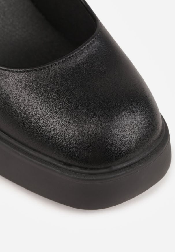 Born2be - Czarne Czółenka na Obcasie i Platformie w Eleganckim Stylu Isivia. Okazja: na randkę. Zapięcie: pasek. Kolor: czarny. Materiał: satyna, lakier. Obcas: na obcasie. Styl: elegancki. Wysokość obcasa: średni