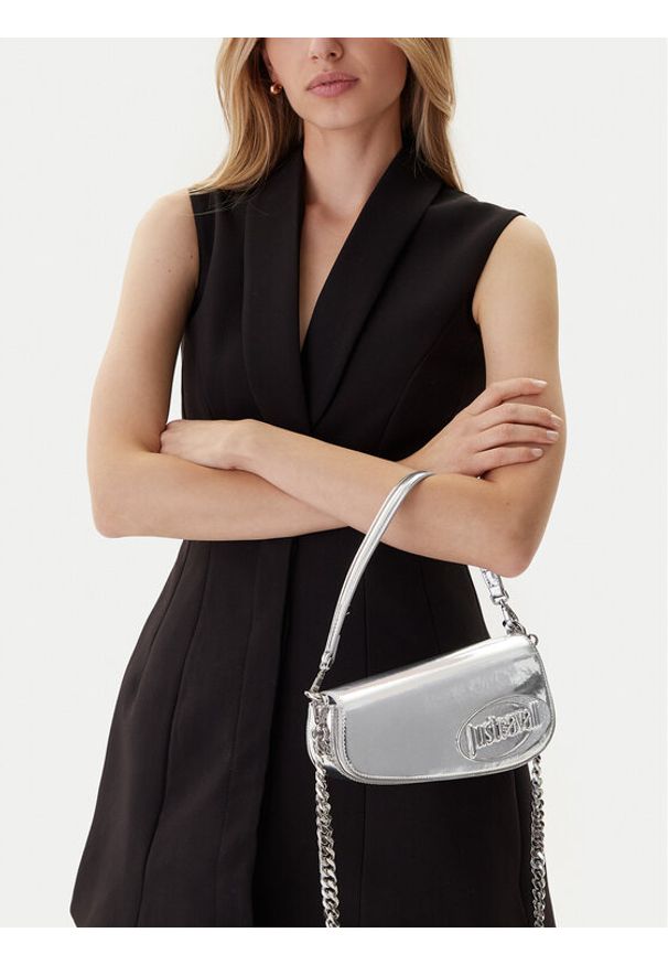Just Cavalli Torebka 79RA4BZ3 Srebrny. Kolor: srebrny. Materiał: skórzane