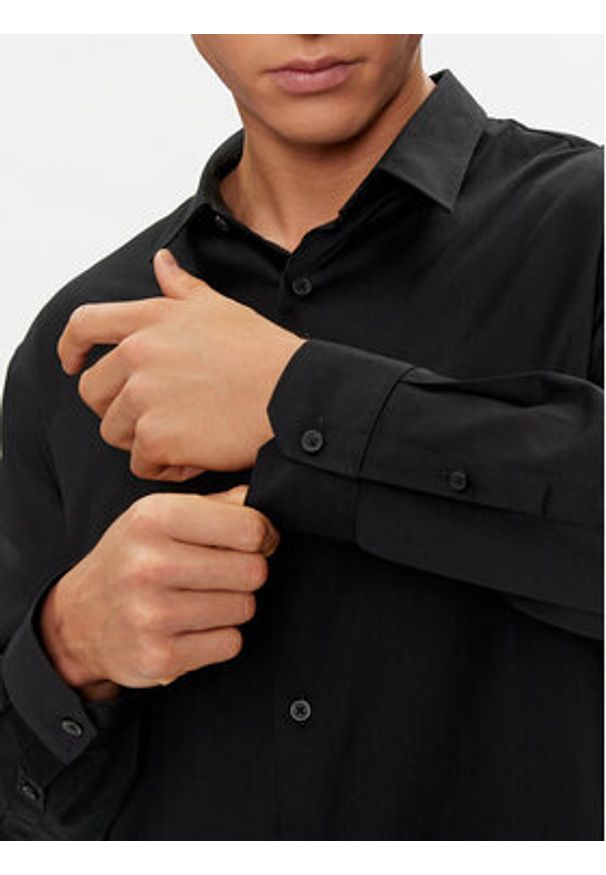 Armani Exchange Koszula 8NZC99 ZN10Z 1200 Czarny Slim Fit. Kolor: czarny. Materiał: bawełna