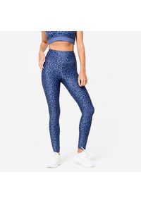 DOMYOS - Legginsy fitness damskie Domyos. Kolor: niebieski. Materiał: materiał, poliester, elastan. Sport: fitness