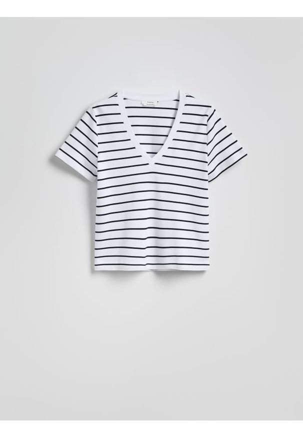 Reserved - T-shirt z merceryzowanej bawełny - wielobarwny. Materiał: bawełna