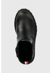 TOMMY HILFIGER - Tommy Hilfiger sztyblety dziecięce Chelsea kolor czarny. Nosek buta: okrągły. Kolor: czarny. Materiał: materiał, włókno, guma #3